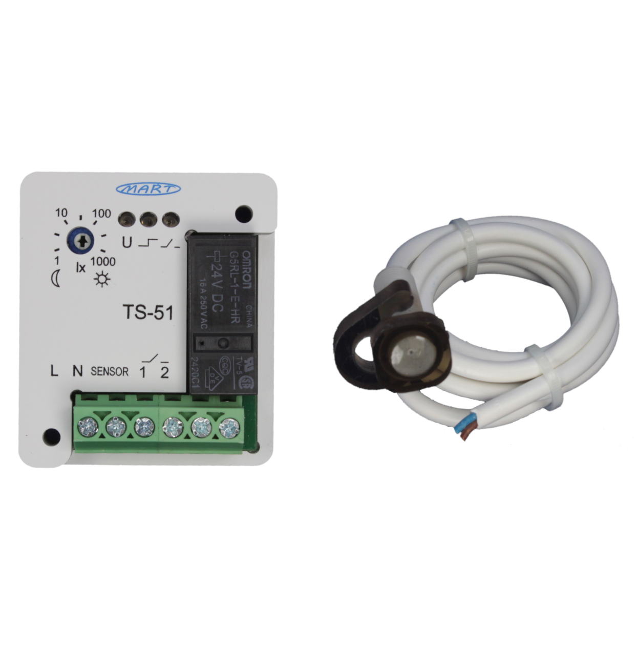 TS-51-2 - Dämmerungsschalter 230V - MINI - Kabelsensor - MART-Electronics