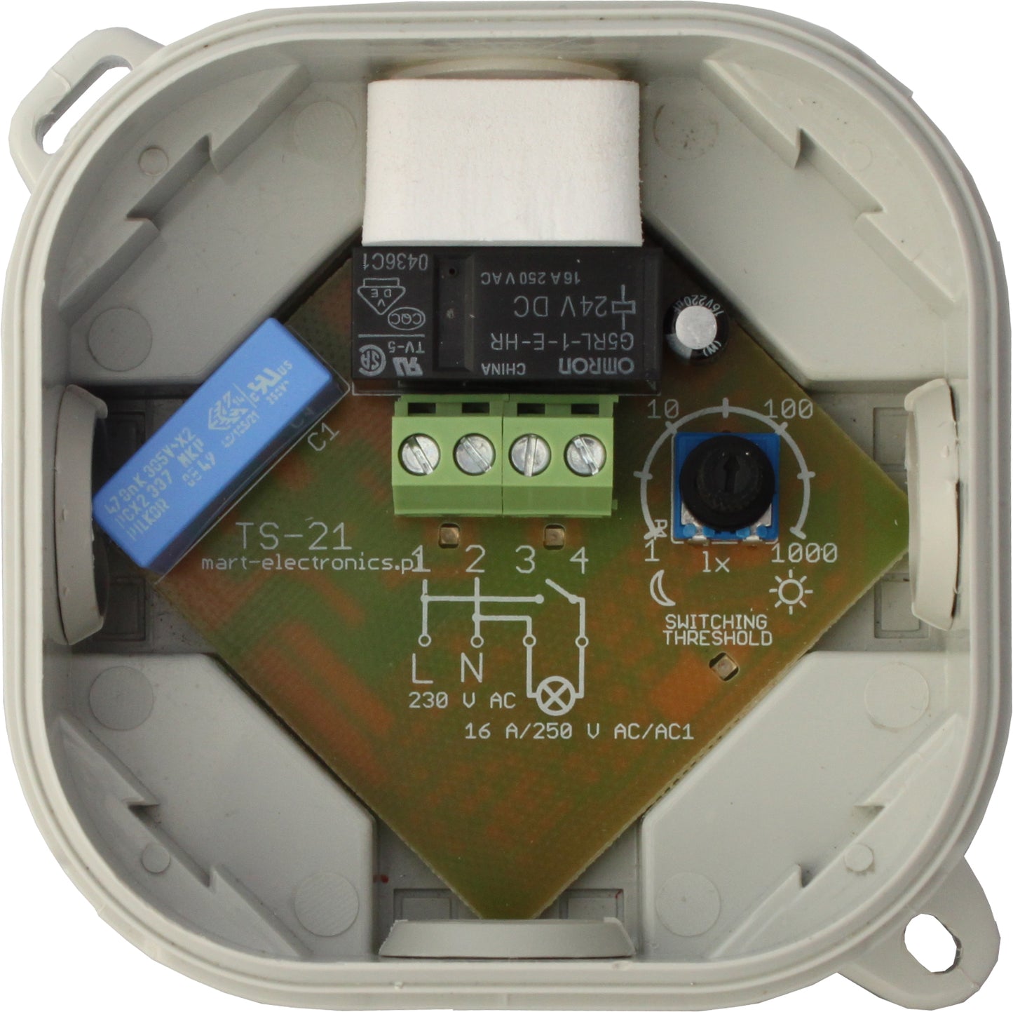 TS-21 – DÄMMERUNGSSCHALTER EINSTELLBAR MIT KLICK DECKEL - MART-Electronics