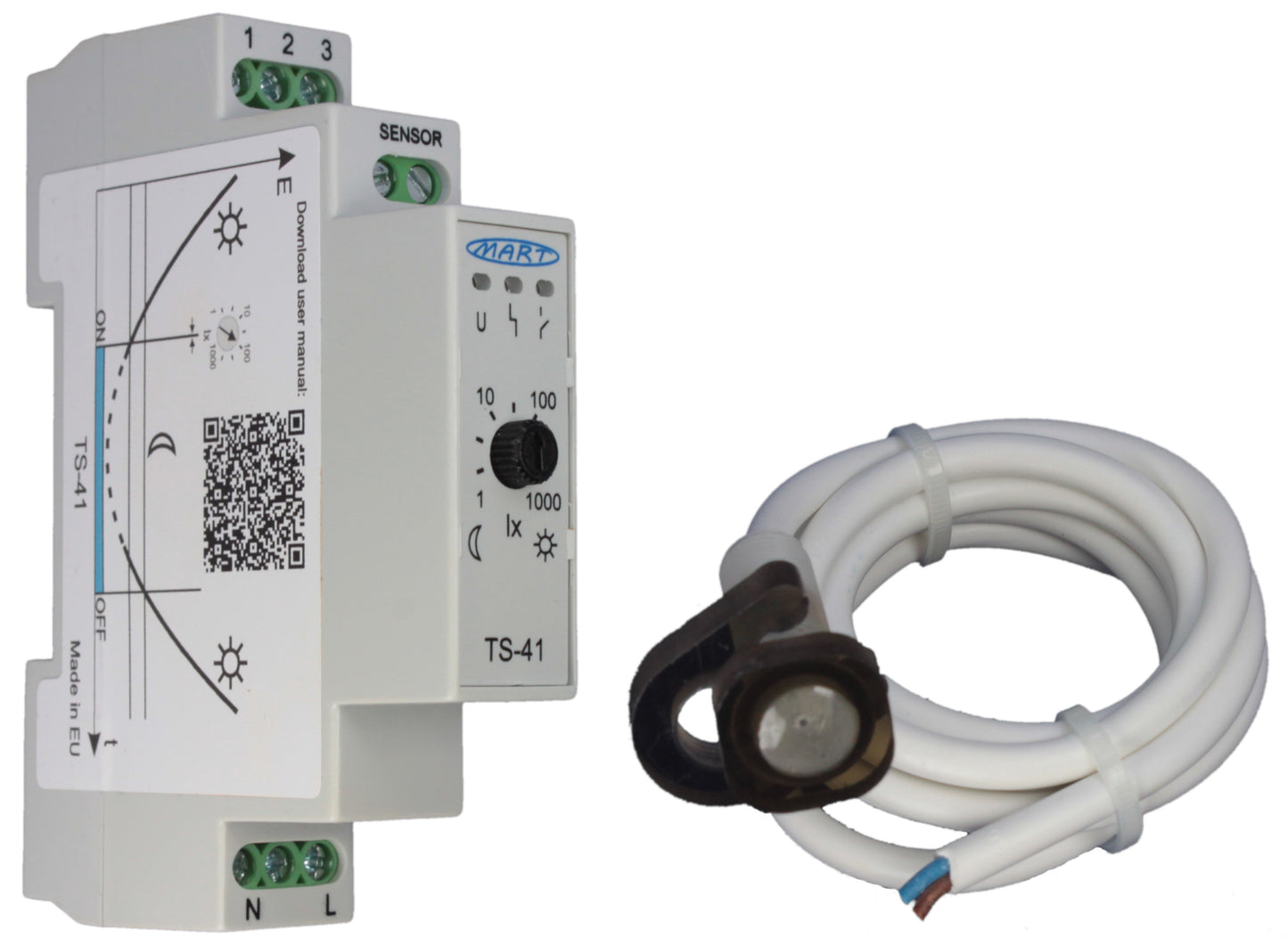TS-41-2 - Dämmerungsschalter 230V - Hutschiene - Kabelsensor - MART-Electronics