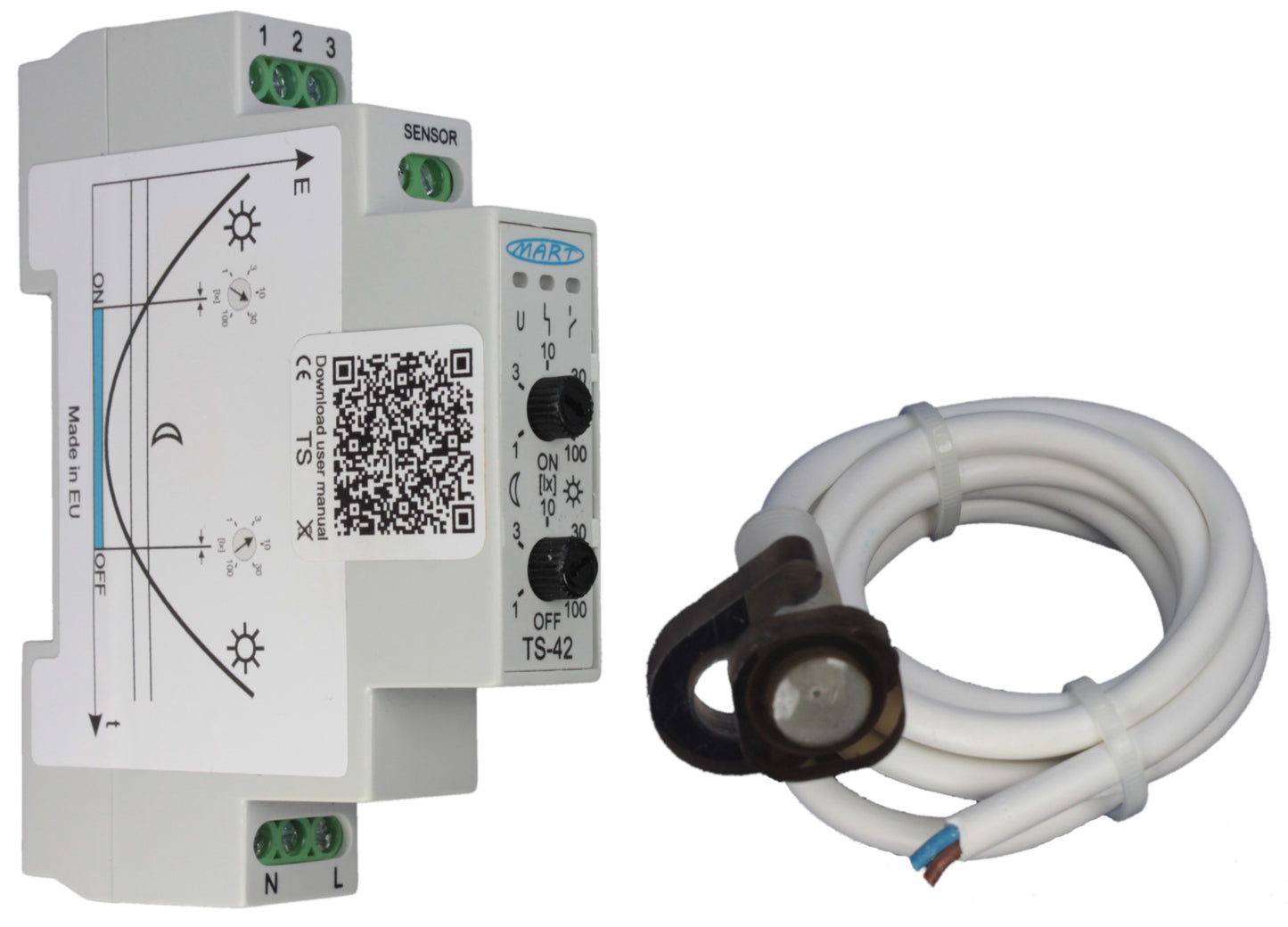 TS-42-2 – DÄMMERUNGSSCHALTER 230V – HUTSCHIENE – 2 SCHALTPEGEL 230V AC - MART-Electronics