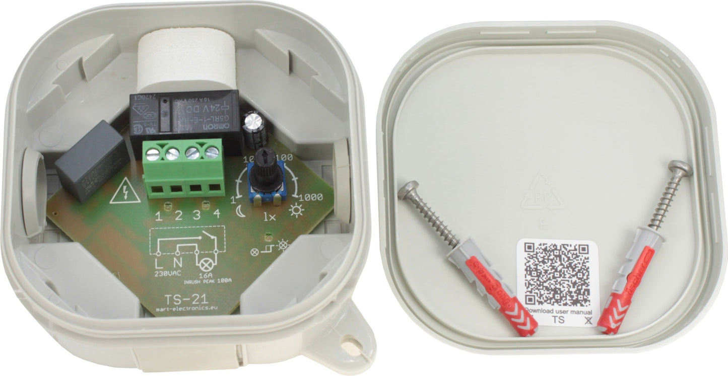 TS-21 – DÄMMERUNGSSCHALTER EINSTELLBAR MIT KLICK DECKEL - MART-Electronics
