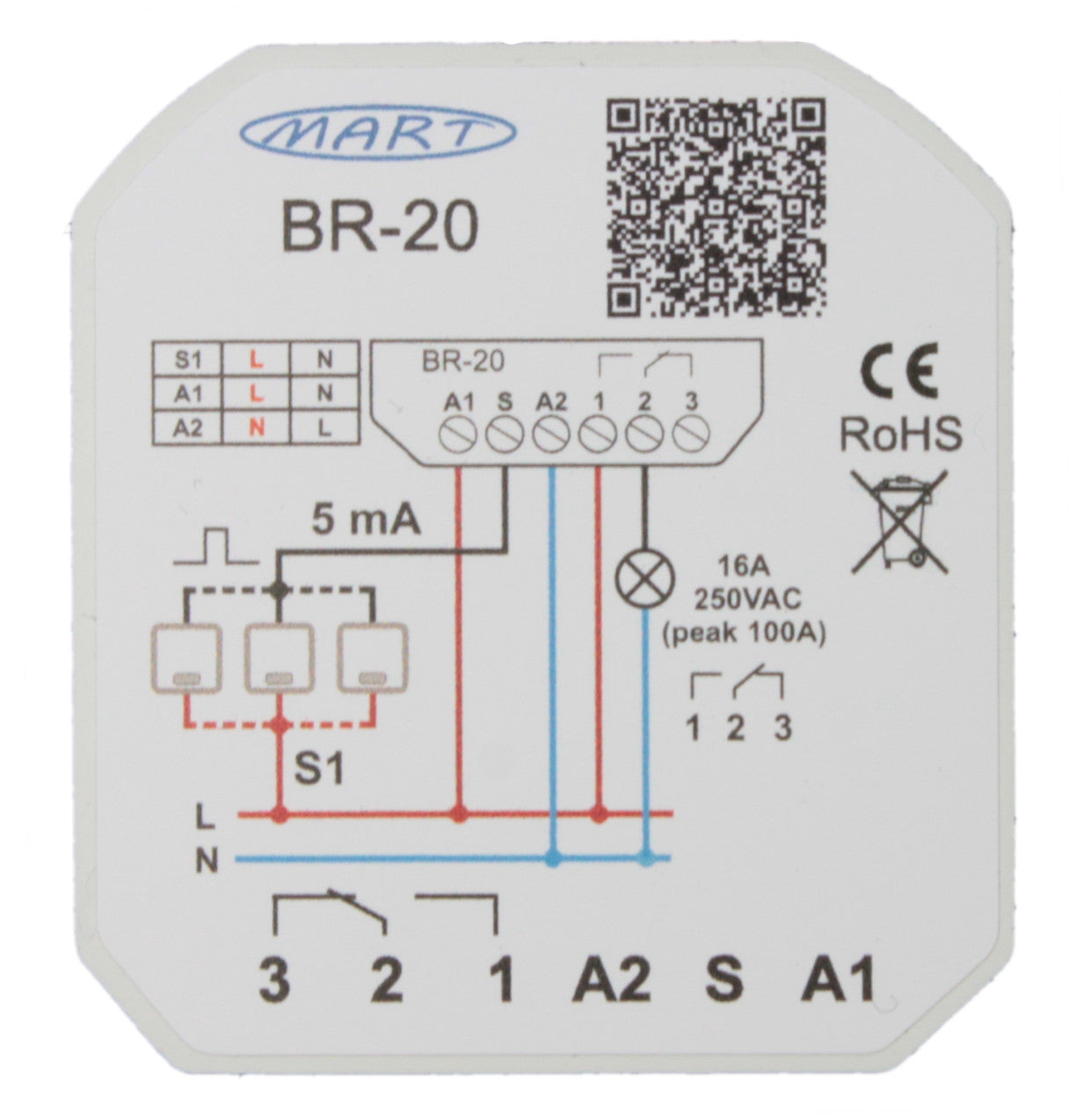 BR-20 Bistabiles Impulsrelais 16A 230V AC - MART-Electronics